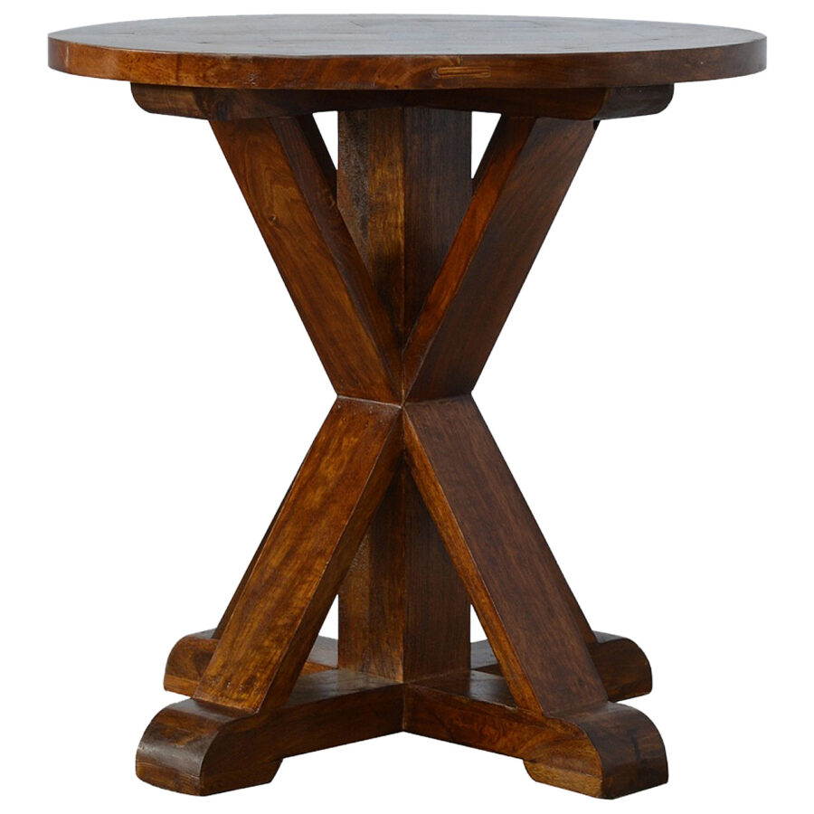 Chestnut Round Solid Wood Table With Tristle Base