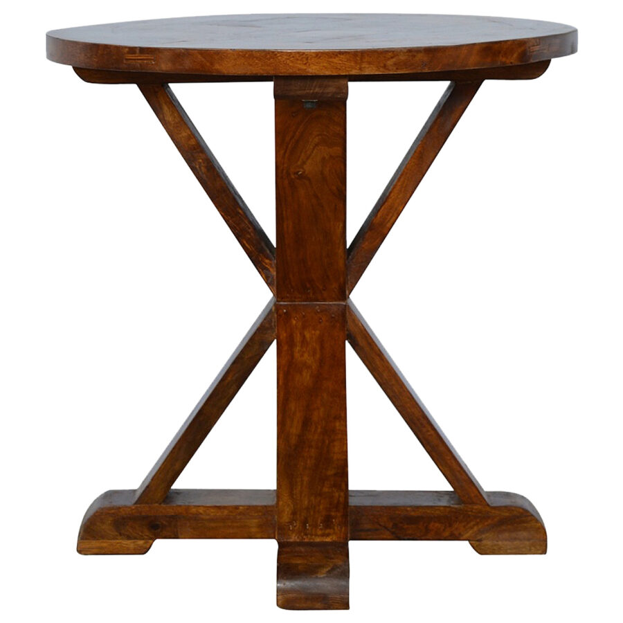 Chestnut Round Solid Wood Table With Tristle Base