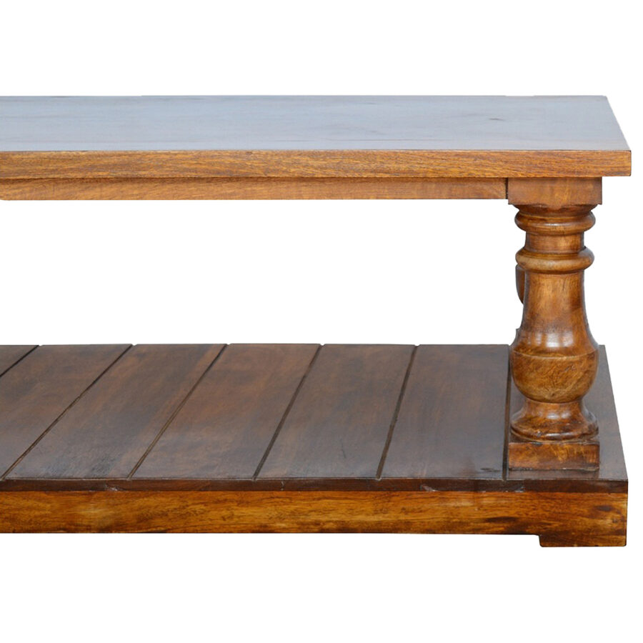 Square Solid Wood Turned Leg Country Coffee Table