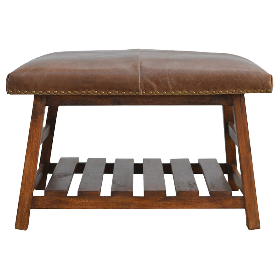 Buffalo Hide Square Foot Stool