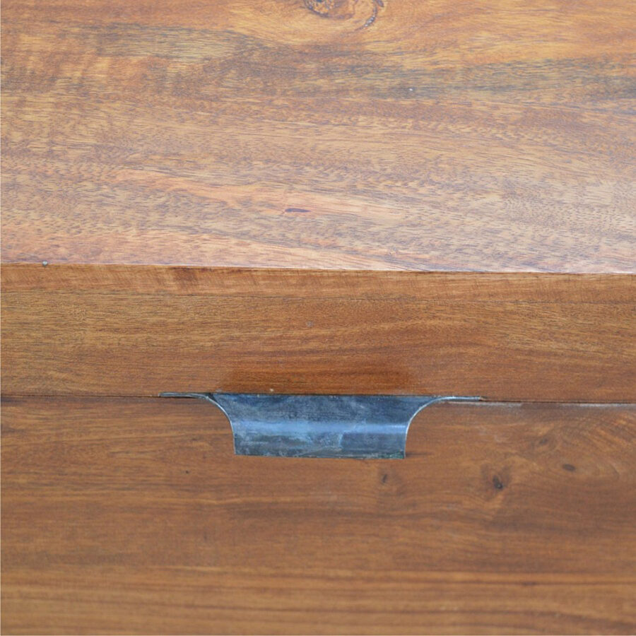 Industrial Wooden Storage Box with Metal Base