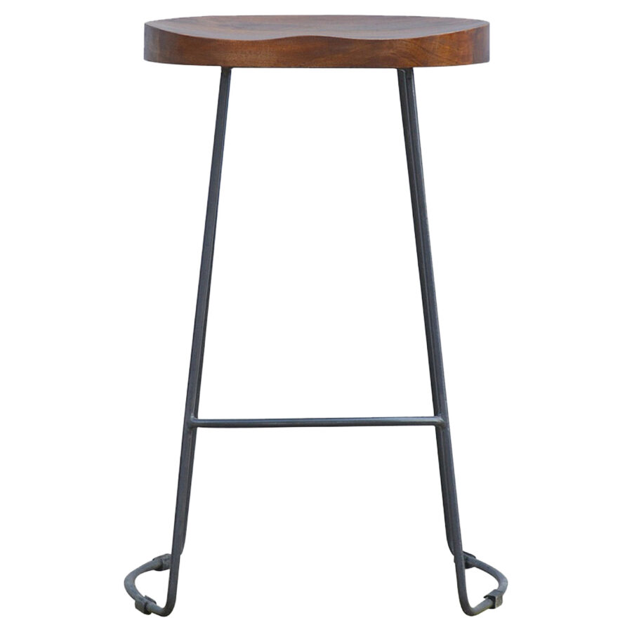 Industrial Bar Stool with Chunky Wood Seat