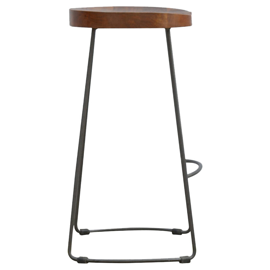 Industrial Bar Stool with Chunky Wood Seat