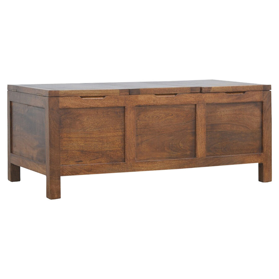 Table Tucker oblongue en bois massif avec 3 compartiments et x6 fentes pour vin