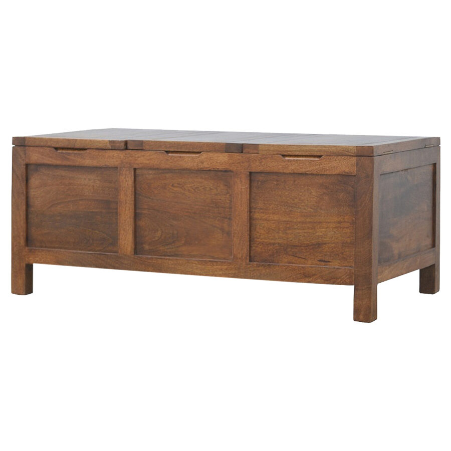 Table Tucker oblongue en bois massif avec 3 compartiments et x6 fentes pour vin