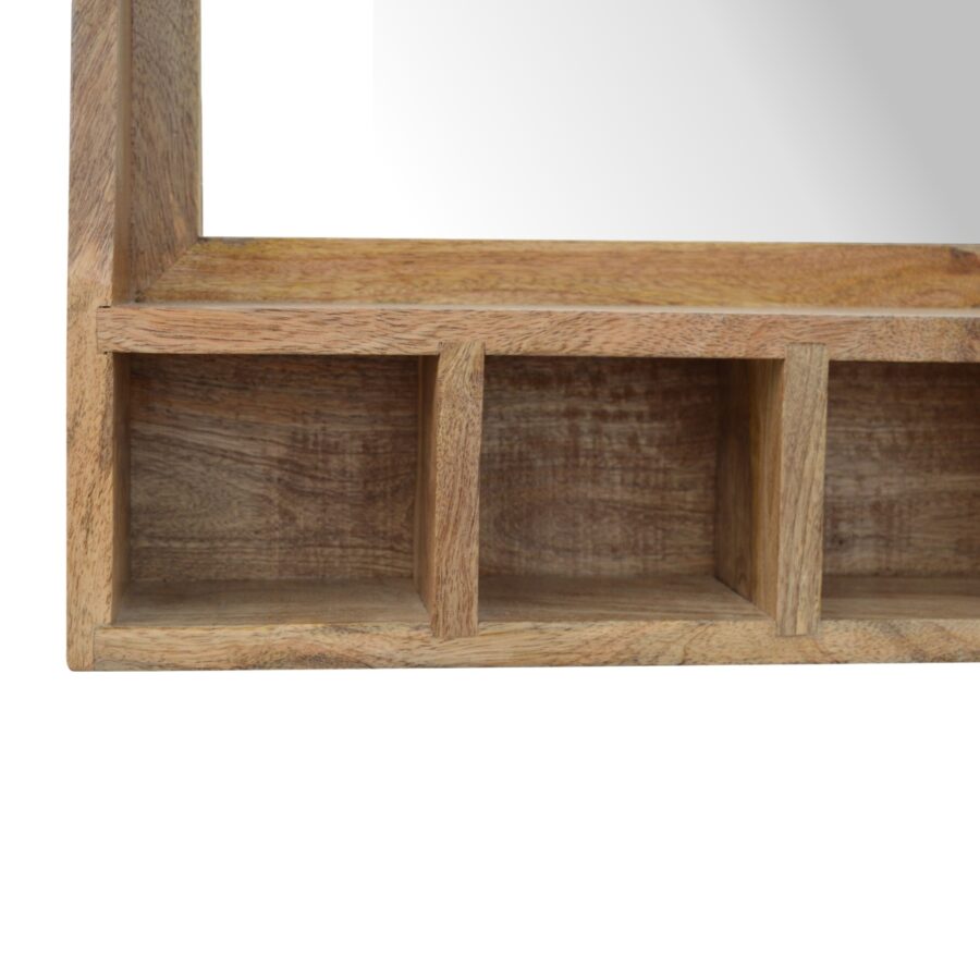 Solid Wood 5 Slot Wall Mounted Unit with Mirror