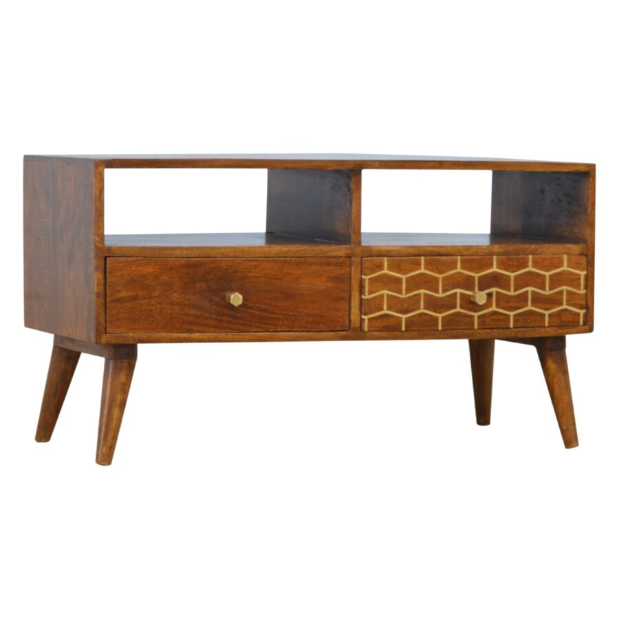 Gold Pattern Drawer Media Unit