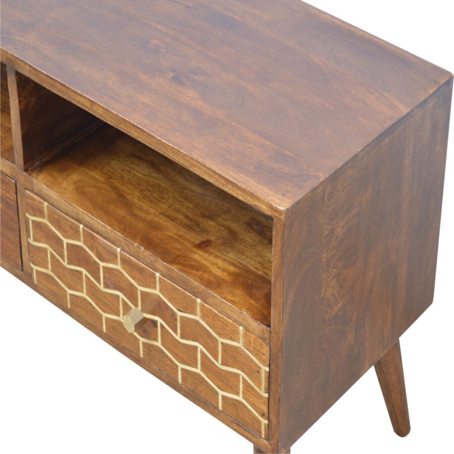 Gold Pattern Drawer Media Unit