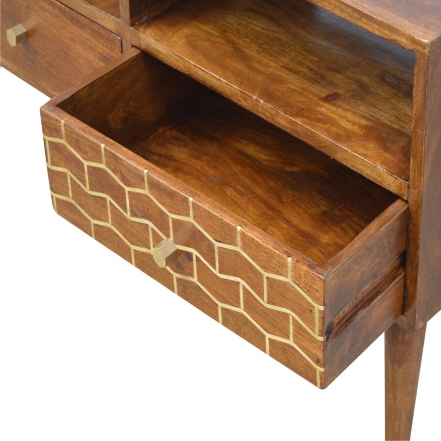 Gold Pattern Drawer Media Unit