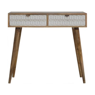 Sleek White Carved Console Table
