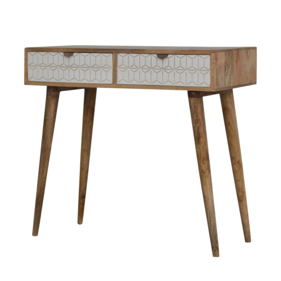 Sleek White Carved Console Table - Image 3