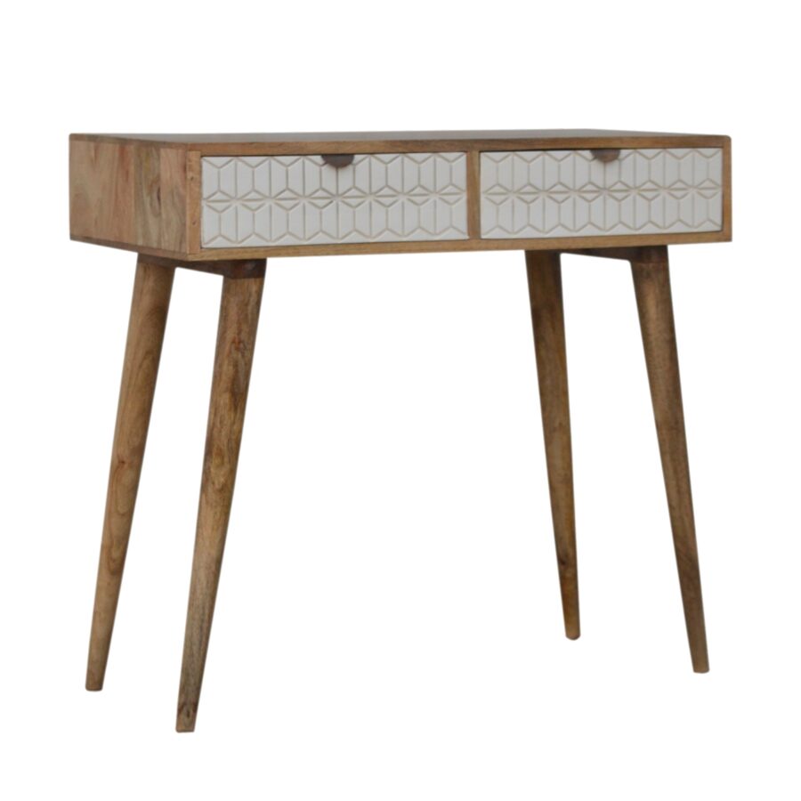 Sleek White Carved Console Table - Image 4