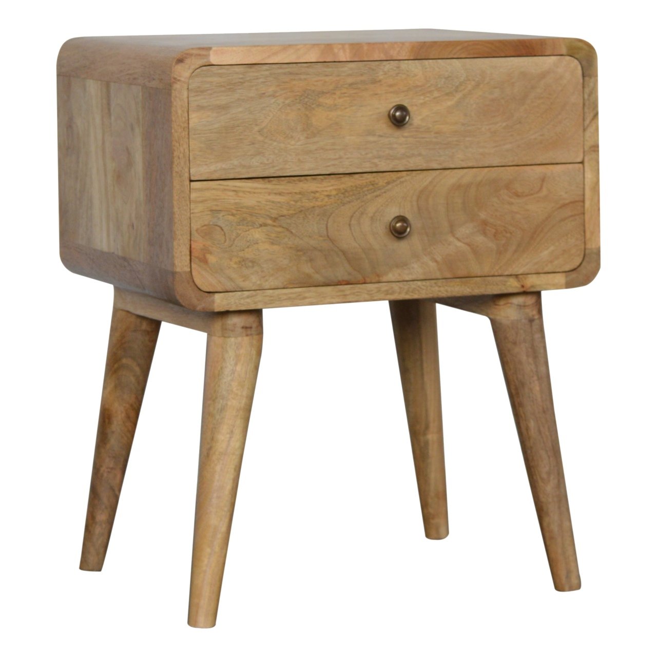 Scandi Oak Bedside Table with 2 Drawers