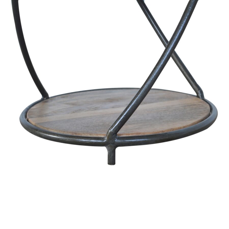 Industrial 3 Tier Solid Wood End Table