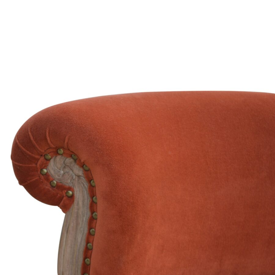 Brick Red Velvet Studded Chair