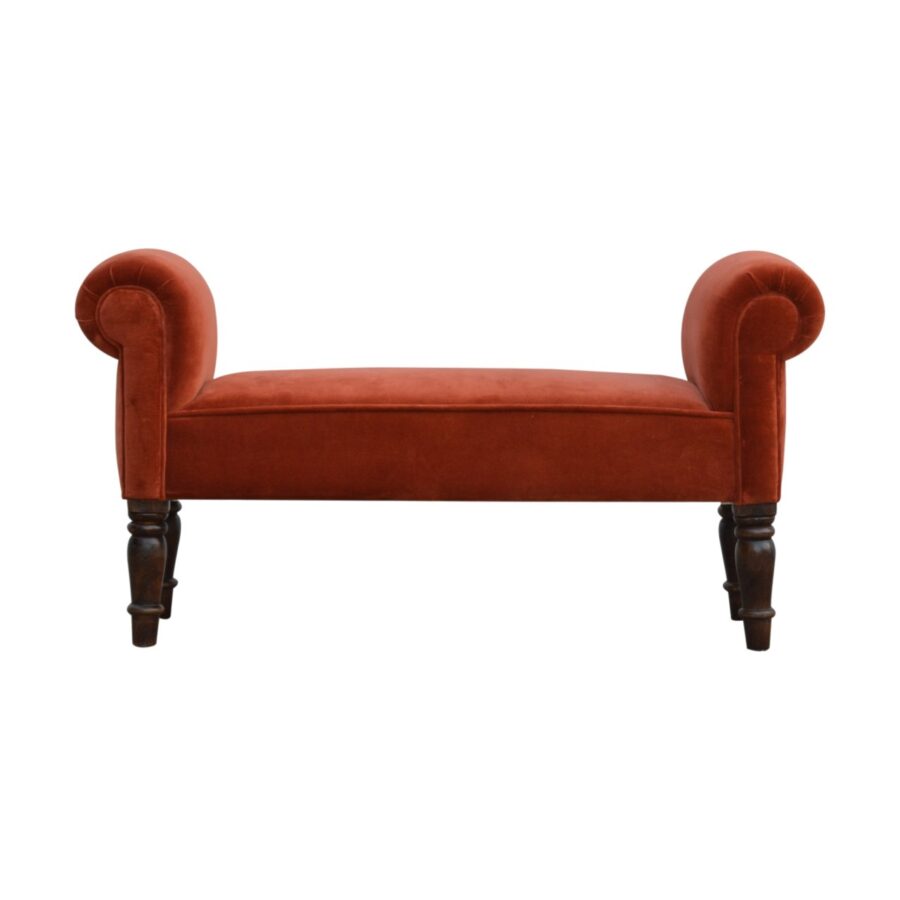 Banc en velours rouge brique