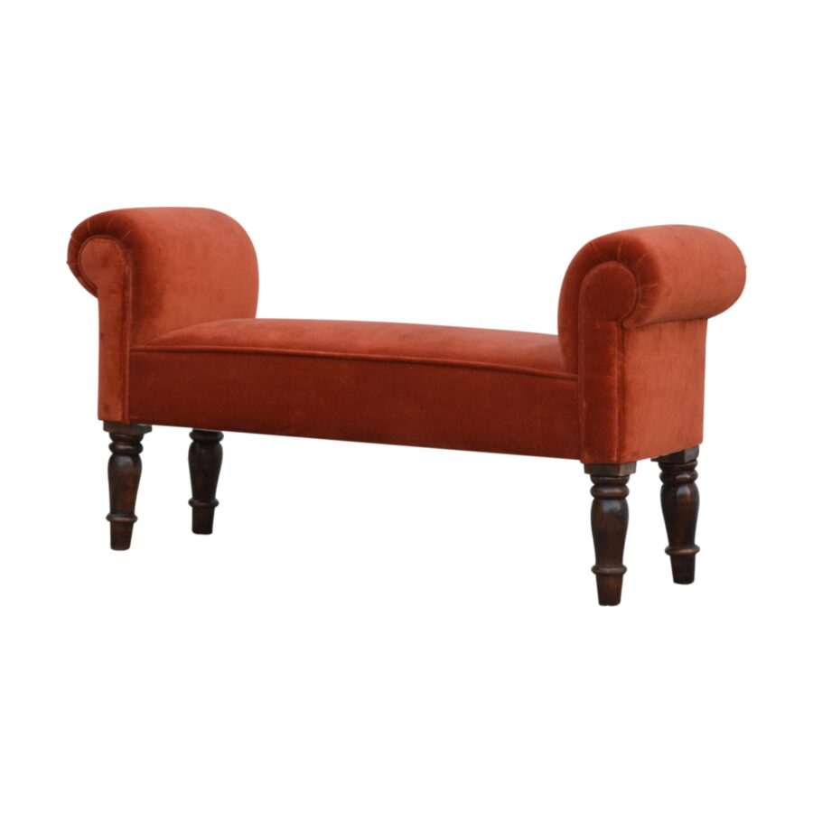 Banc en velours rouge brique