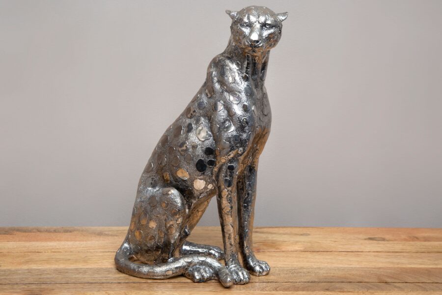silver cheetah figurine