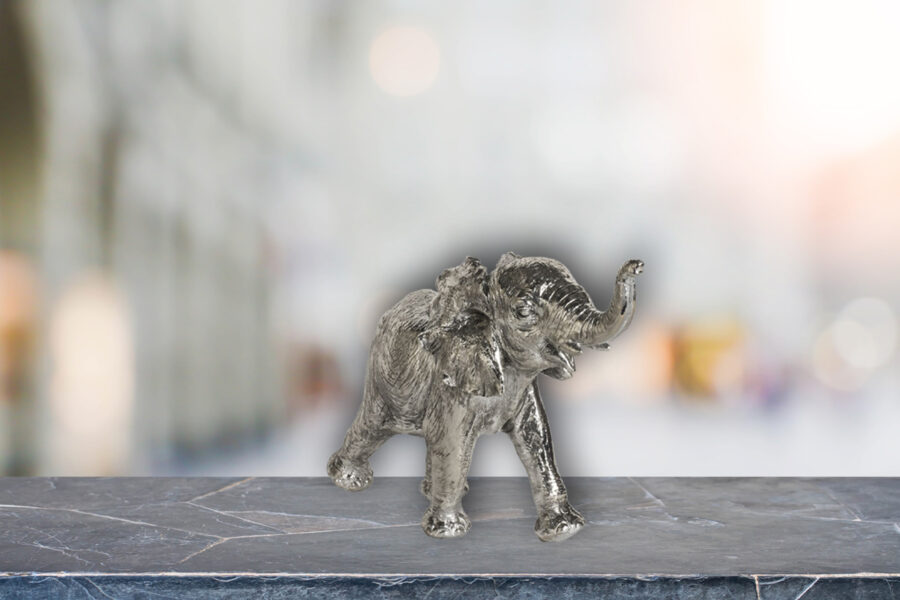 Large Silver Elephant Figurine