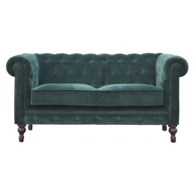 Smaragdgroene fluwelen Chesterfield bank