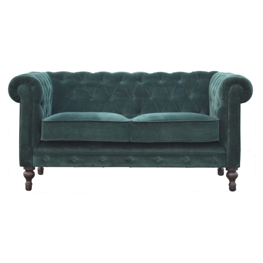 Smaragdno zeleni sofa Chesterfield od baršuna