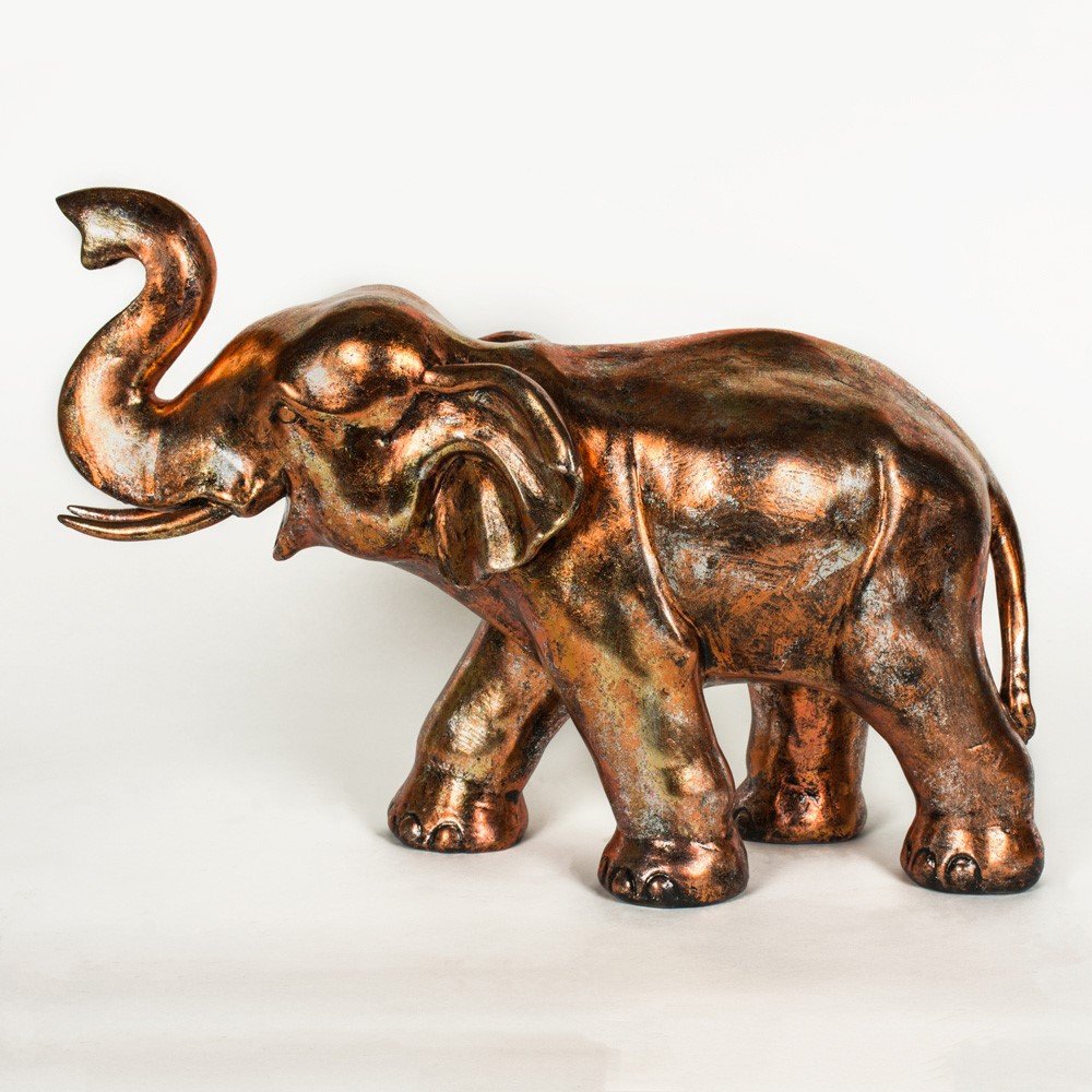 Statuetta grande elefante con finitura in bronzo