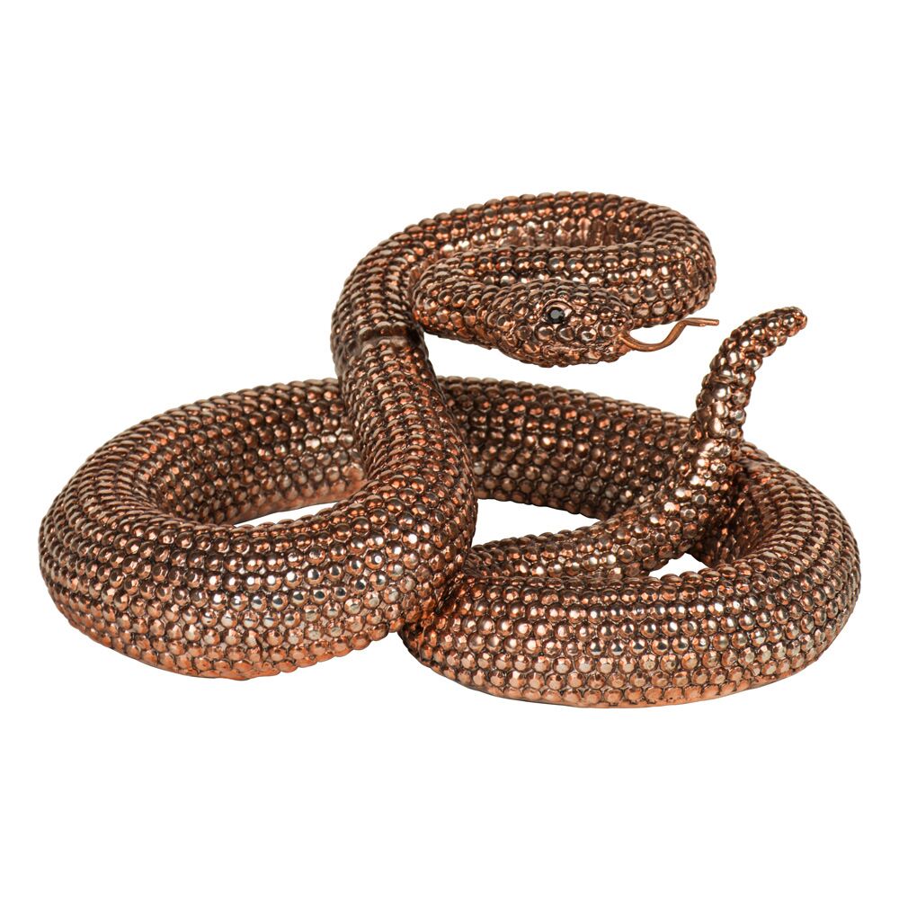 Statuetta di serpente a sonagli a spirale in bronzo