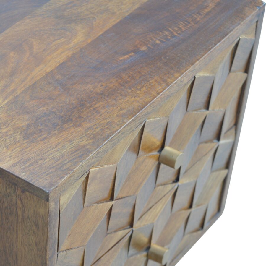 Chestnut Cube Carved Bedside