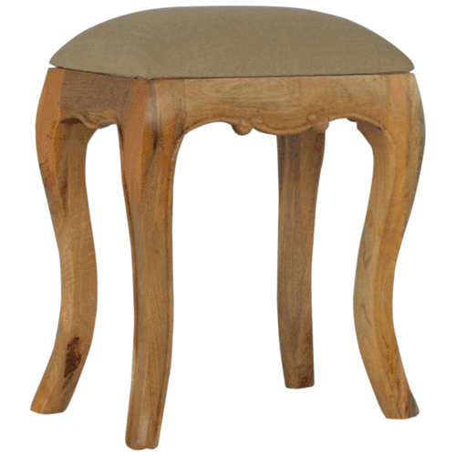 French Style Stool with Mud Linen Seat Pad