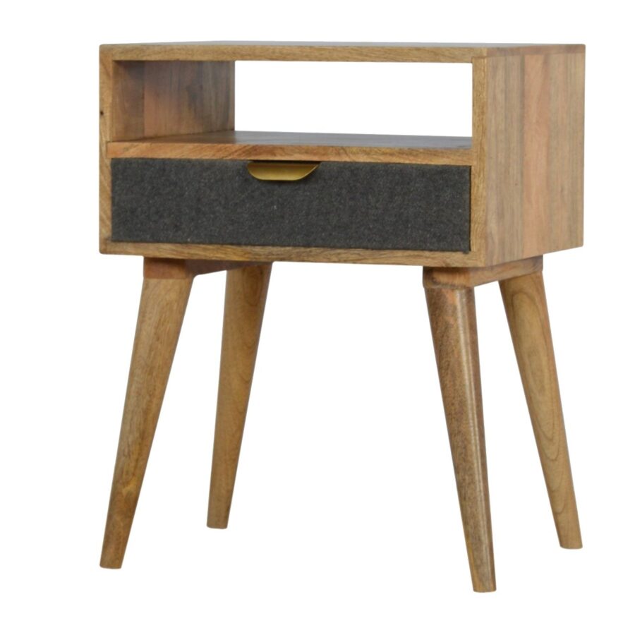Grey Tweed Bedside with Open Slot - Image 3