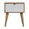 Sleek White Carved Bedside
