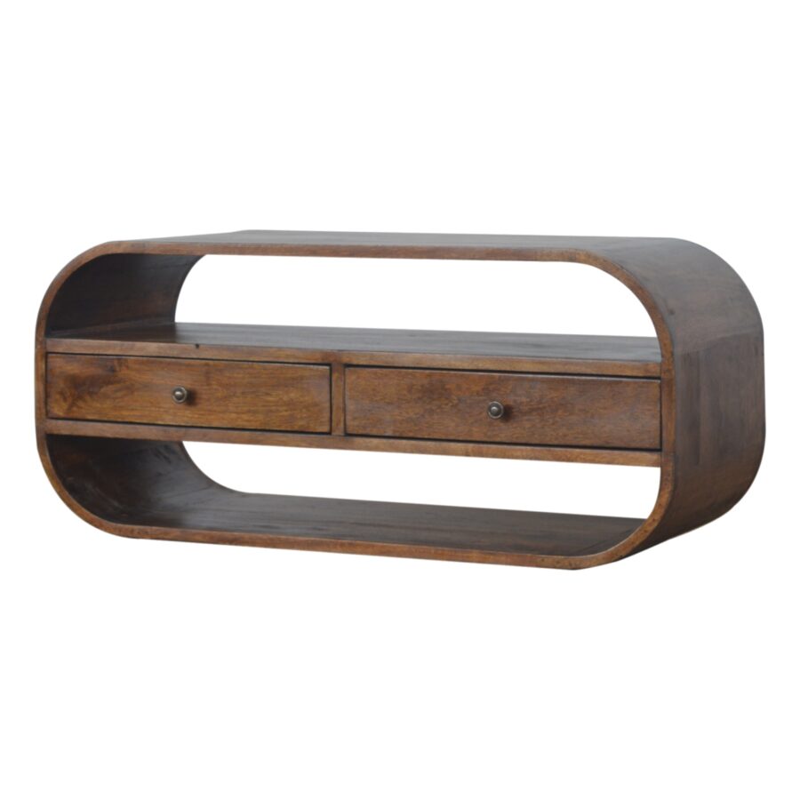 Chestnut Curved Edge Media Unit with 2 Drawers - Image 3