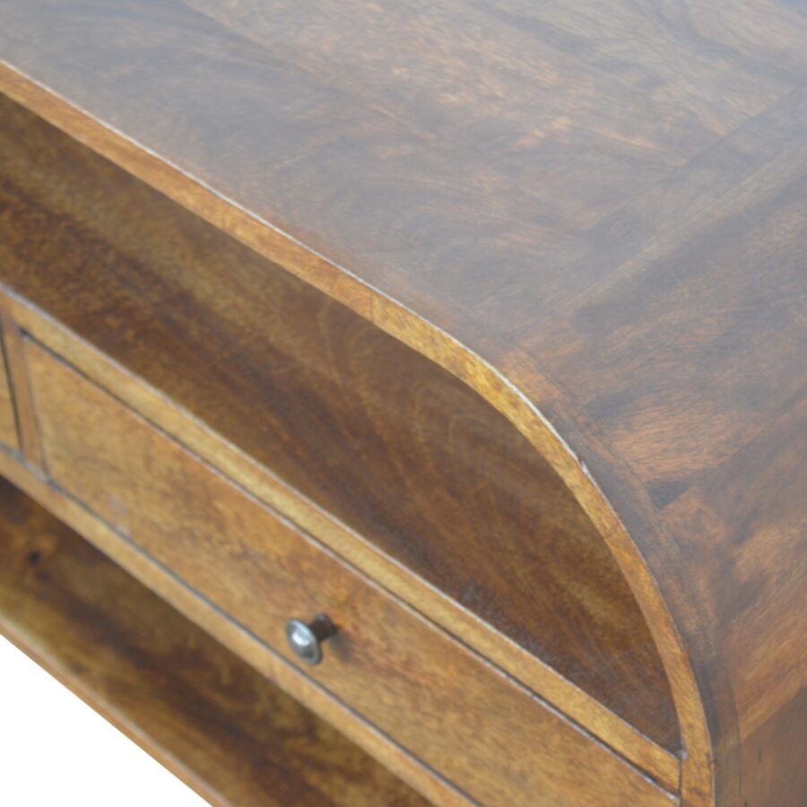Chestnut Curved Edge Media Unit with 2 Drawers - Image 6
