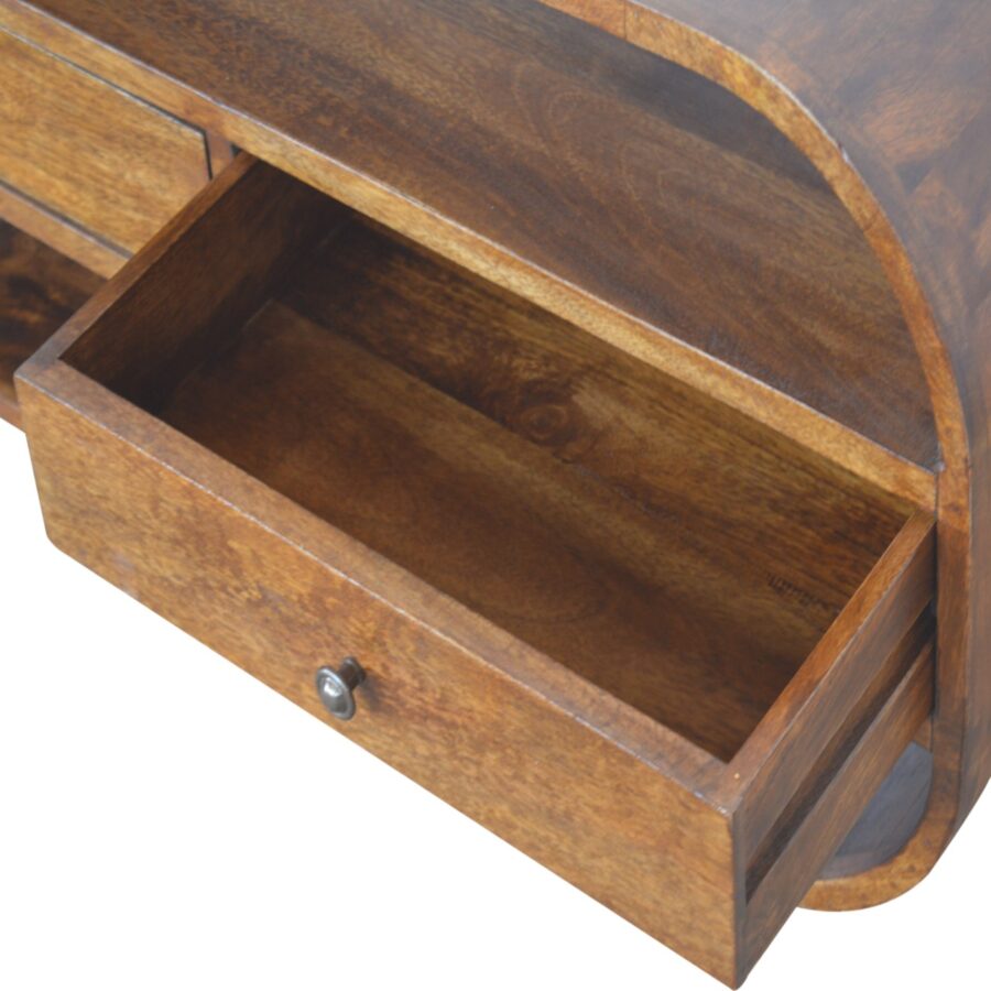 Chestnut Curved Edge Media Unit with 2 Drawers - Image 5