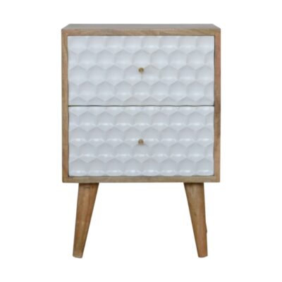 Honeycomb Carved Bedside with 2 Drawers