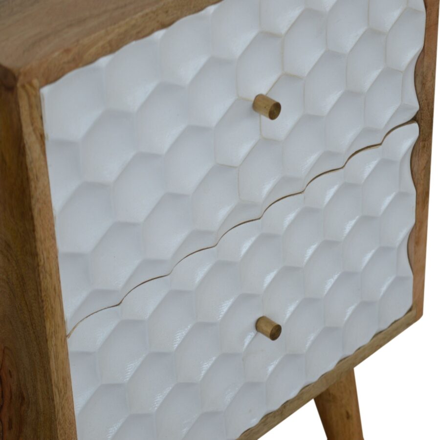 Honeycomb Carved Bedside with 2 Drawers