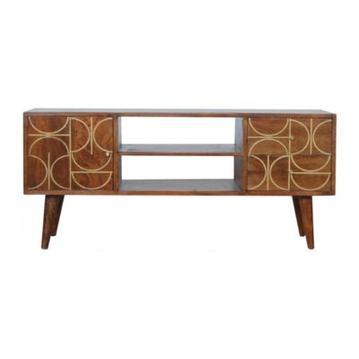 Chestnut Gold Inlay Abstract Media Unit