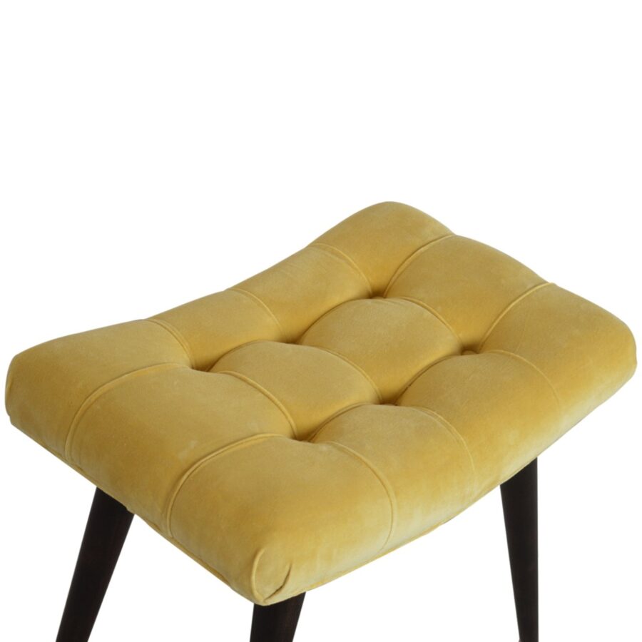 Mustard Cotton Velvet Curved Bench - Image 9