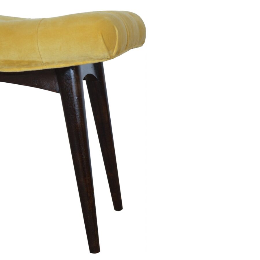 Mustard Cotton Velvet Curved Bench - Image 8
