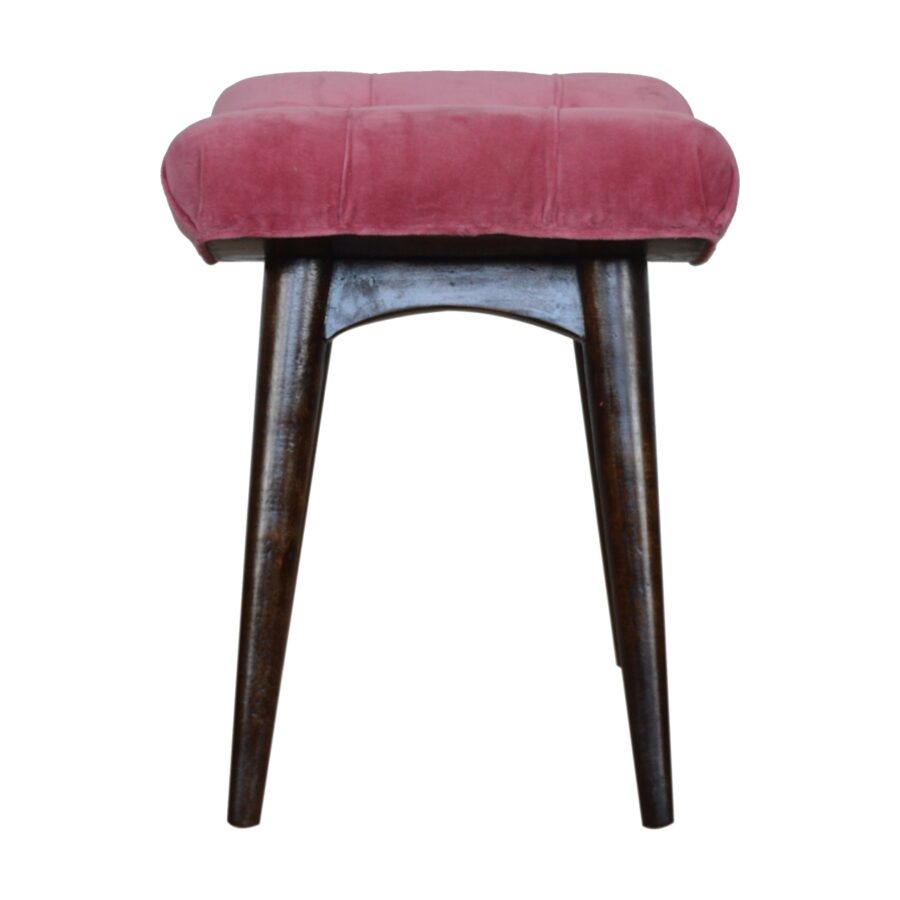 Pink Cotton Velvet Curved Bench - Image 9