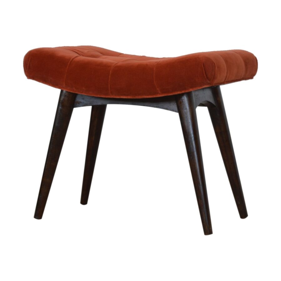 Brick Cotton Velvet Curve Bench - Image 3