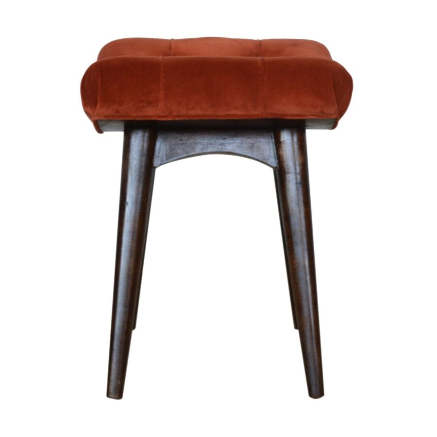 Brick Cotton Velvet Curve Bench - Image 9