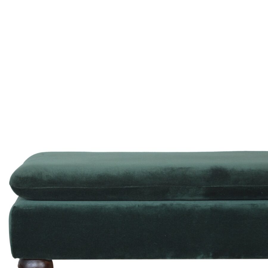 Green Velvet Bench with Castor Legs