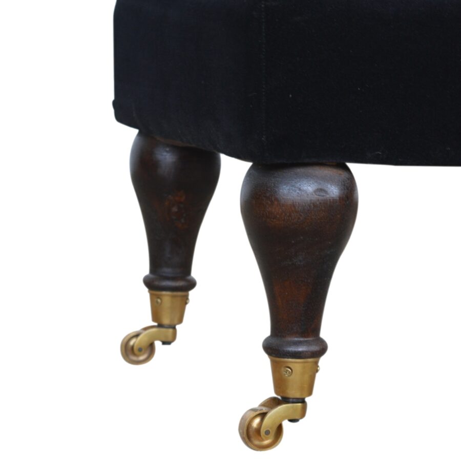 Black Velvet Castor Bench - Image 7