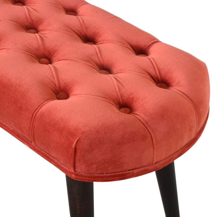 Brick Red Cotton Velvet Deep Bench - Image 5