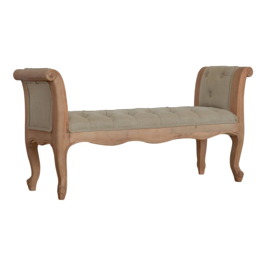 Carved French Style Mud Linen Bench - Image 8