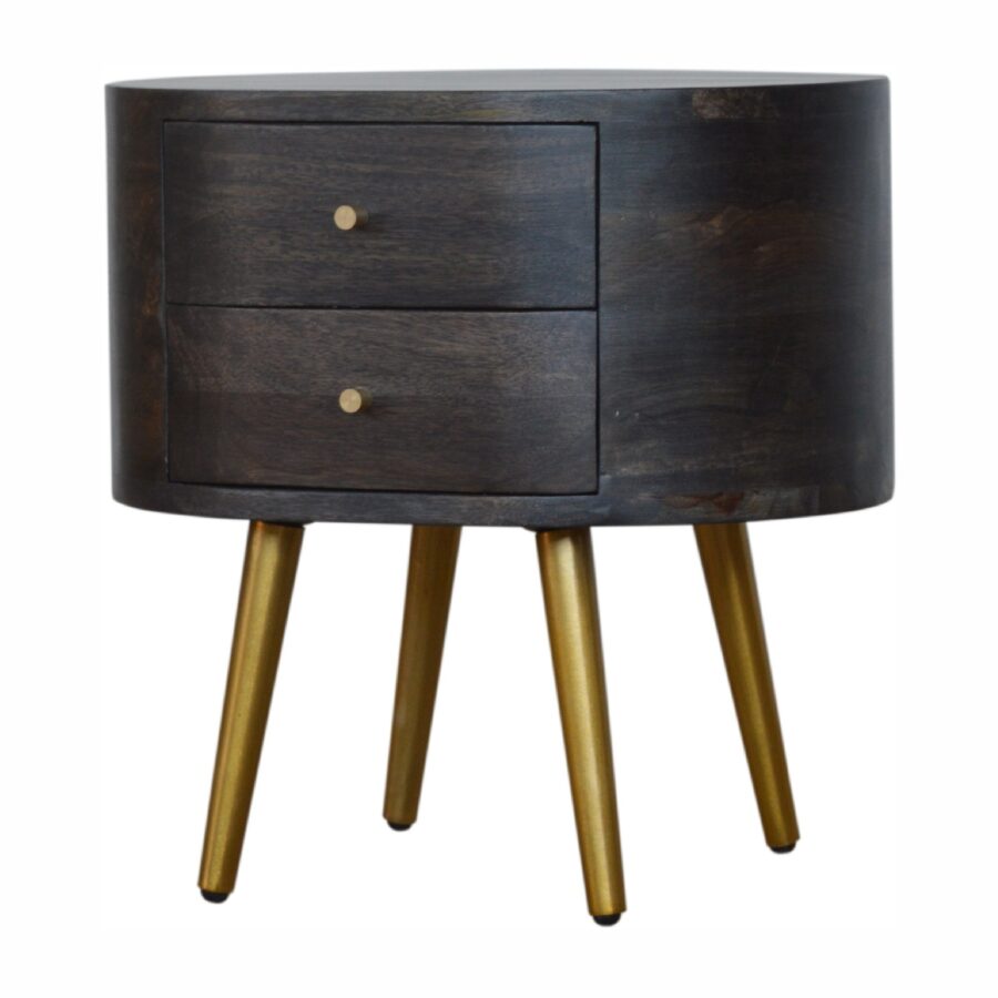 Ash Black Bedside with Brass Legs - Image 7