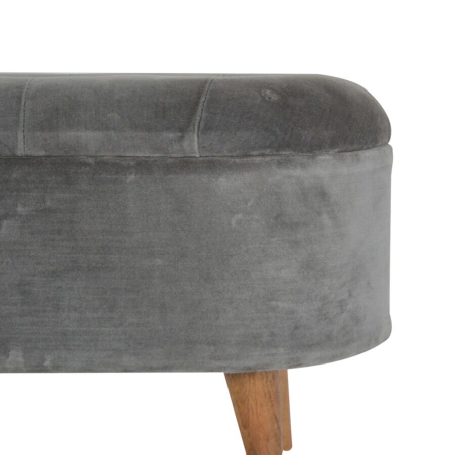 IN1203 - Grey Tweed Curved Storage Footstool