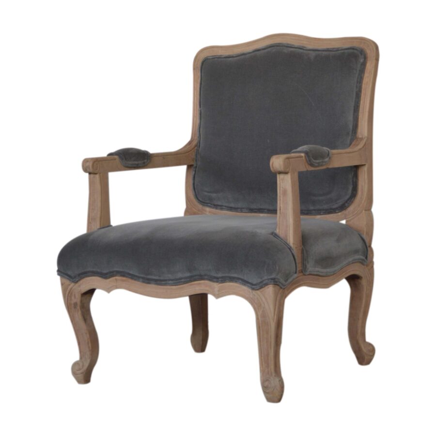 Grey Velvet French Style Chair