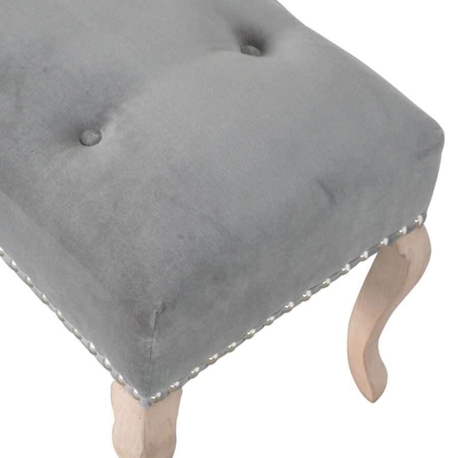 French Style Grey Velvet Bench